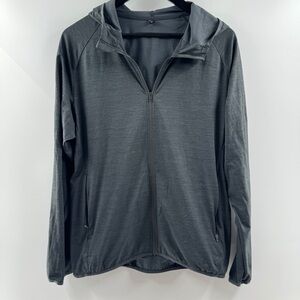 Women’s Grey Athletic Zip Up Hoodie with Zip Pockets Size Large